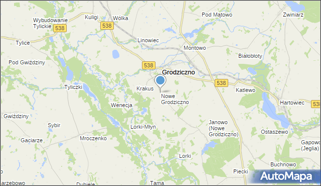 mapa Nowe Grodziczno, Nowe Grodziczno na mapie Targeo